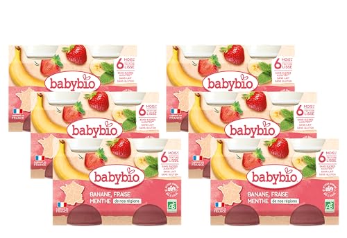 babybio-petits-pots-banane-fraise-menthe-2x130-g-d-s-6-mois-bio-pack-de-6 image 2