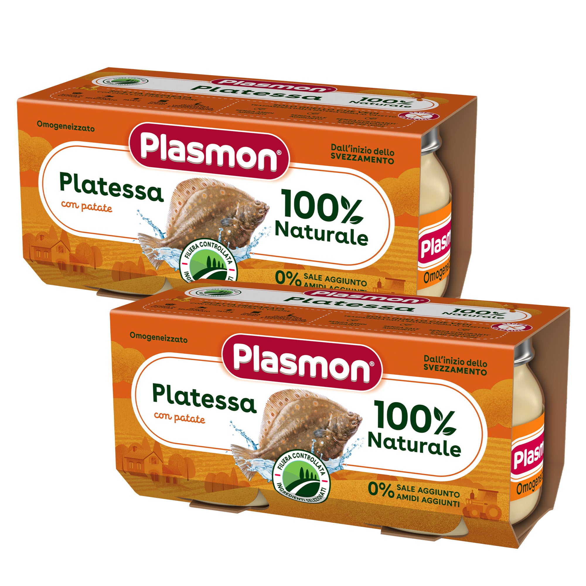 plasmon-omogeneizzato-pesce-platessa-e-patate-2-packs-de-2-x-80-g-4-pots image 1
