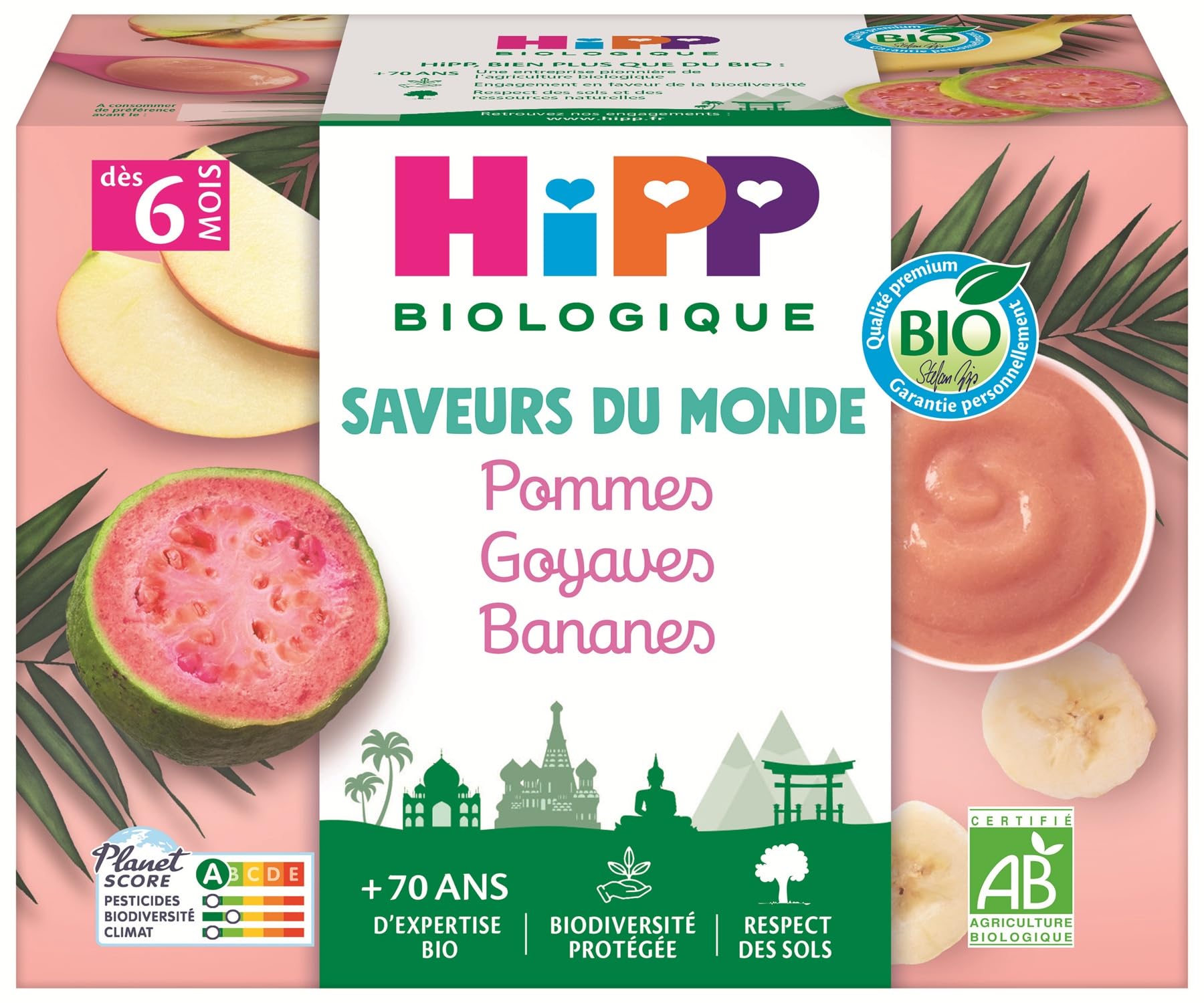 hipp-saveurs-du-monde-bananes-poires-mangues-bio-4-coupelles-x-100g image 7