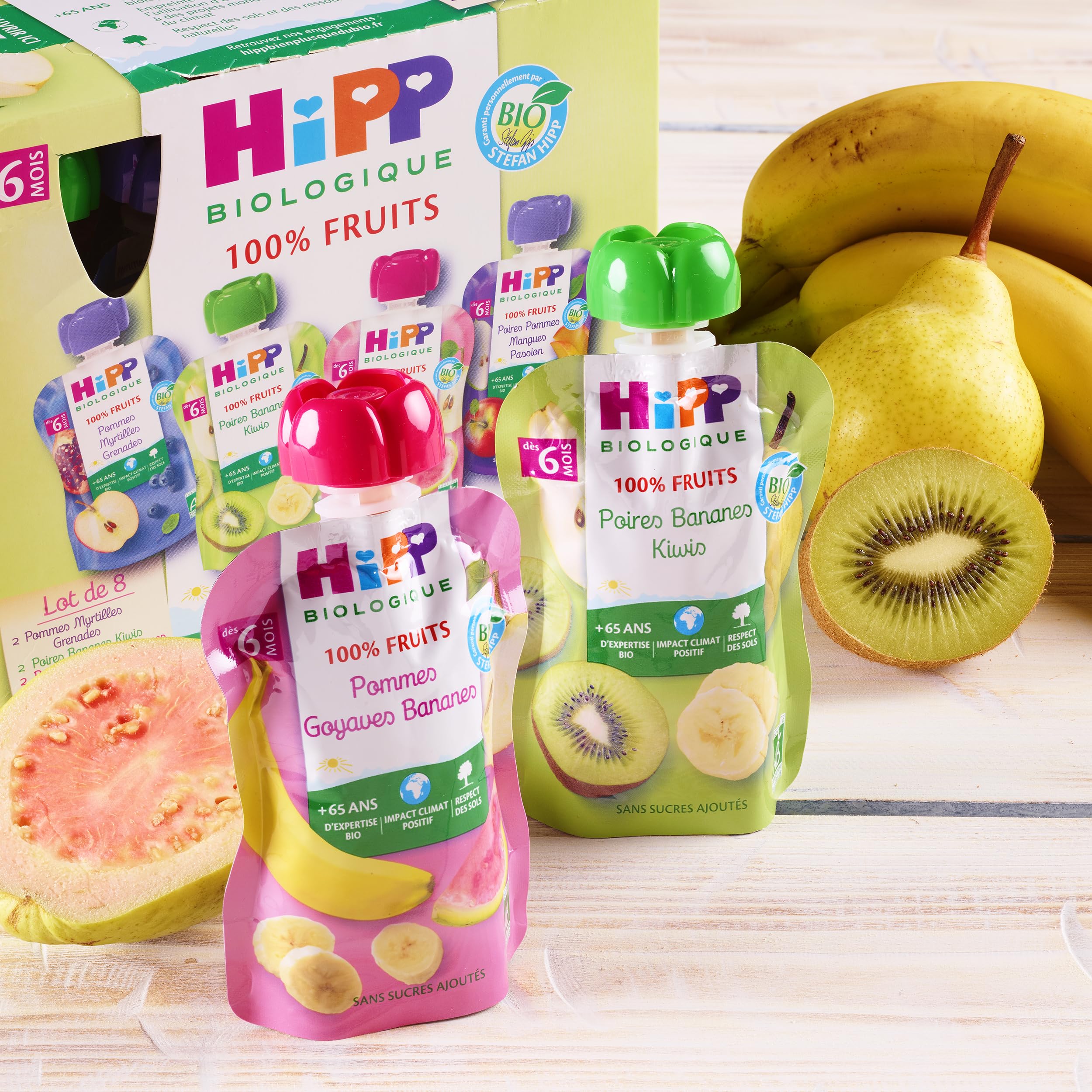 hipp-biologique-gourde-compote-poires-bananes-kiwis-6-x-90-g image 3