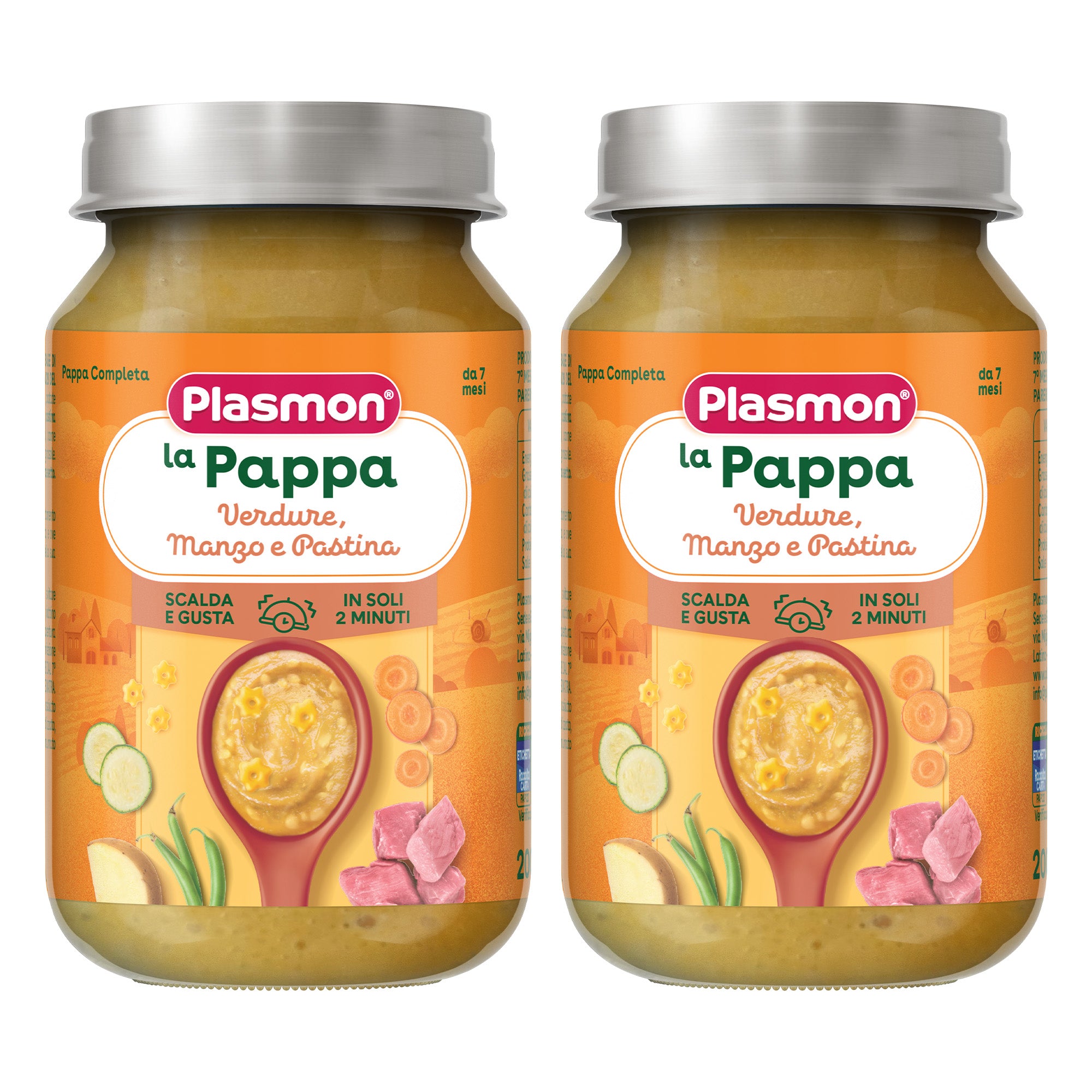 plasmon-la-pappa-verdure-manzo-e-pastina-plat-homog-n-is-d-s-7-mois-2-pots-de-20 image 1