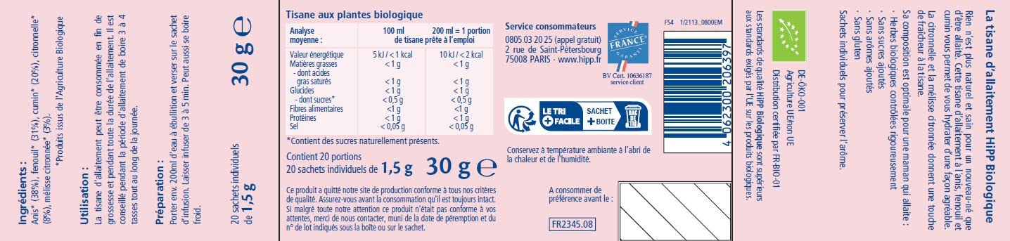 hipp-biologique-tisane-d-allaitement-pour-maman-6-bo-tes-de-20-sachets image 2