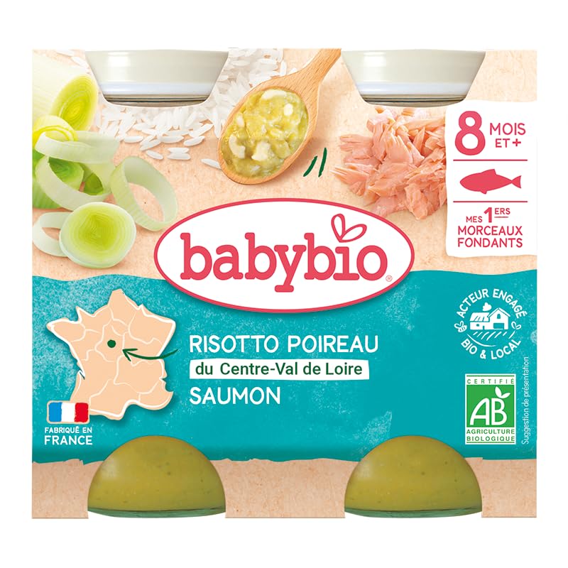 babybio-petits-pots-risotto-poireau-saumon-avec-morceaux-2x200-g-d-s-8-mois-bio- image 5