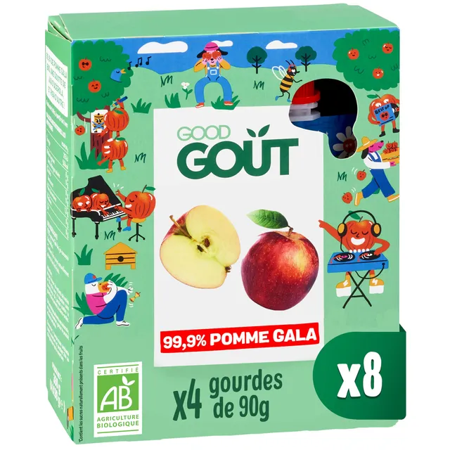 good-go-t-gourdes-pomme-gala-99-9-fruits-sans-sucres-ajout-s-bio-d-s-3-ans-4x90g image 1