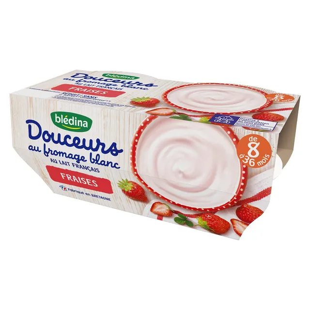 bl-dina-dessert-fromage-blanc-fraises-4x100g-d-s-8-mois-lot-de-6-packs image 1