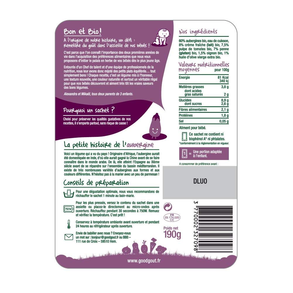good-go-t-bio-penne-aux-aubergines-d-s-8-mois-190-g image 2