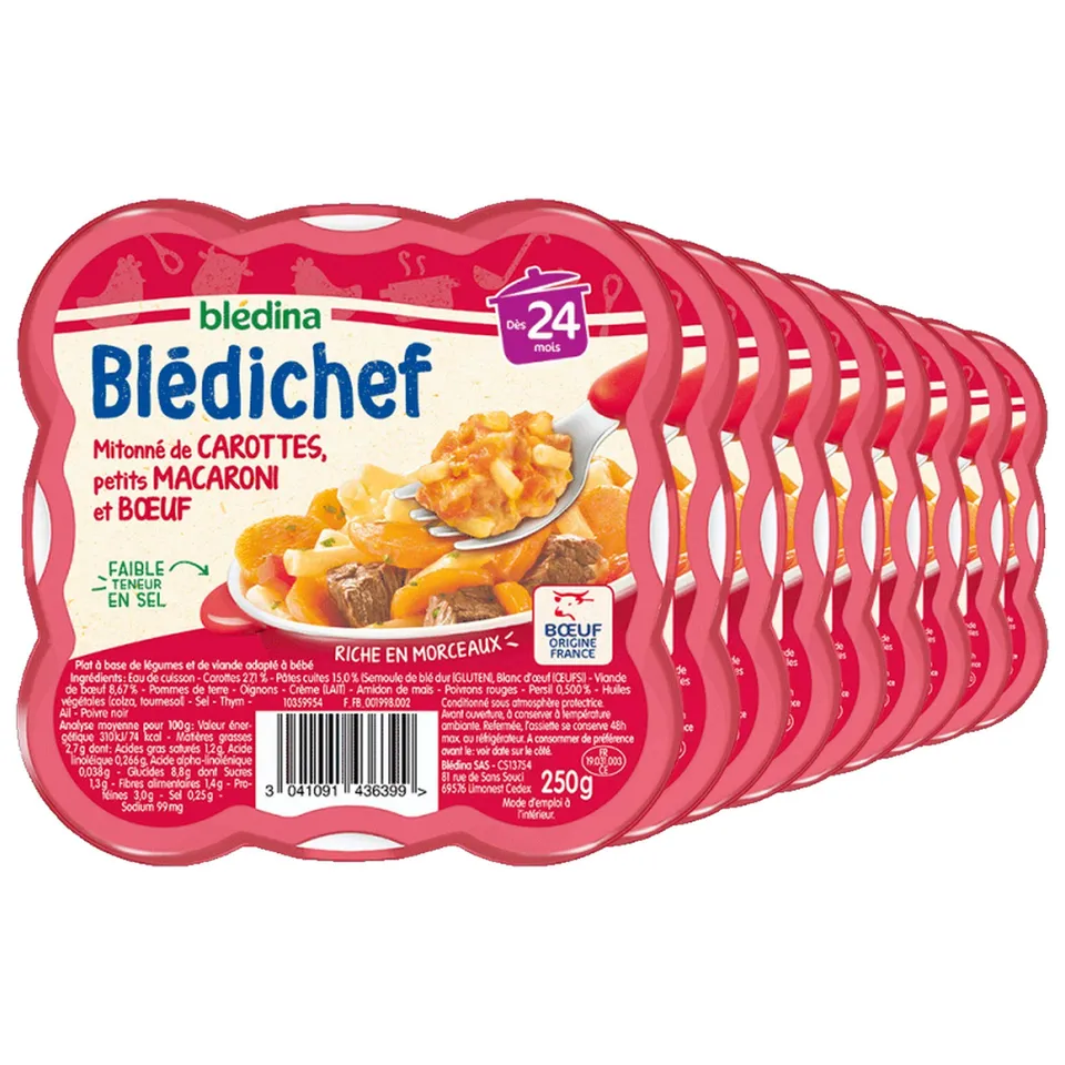 bl-dina-bl-dichef-carottes-macaroni-b-uf-b-b-d-s-24-mois-9-assiettes-x-250g image 1