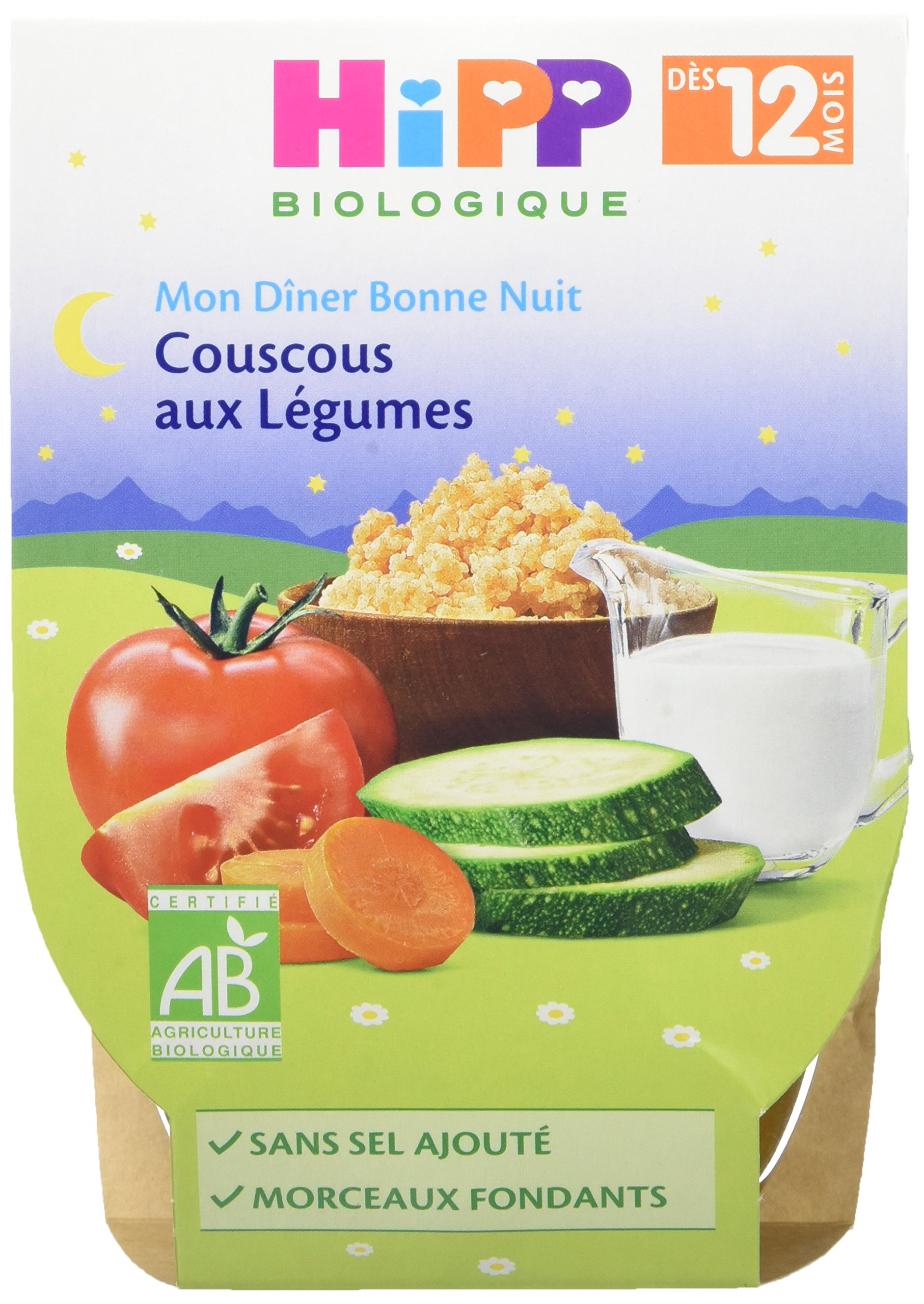hipp-biologique-mon-d-ner-bonne-nuit-couscous-aux-l-gumes-d-s-12-mois-8-bols-de- image 1