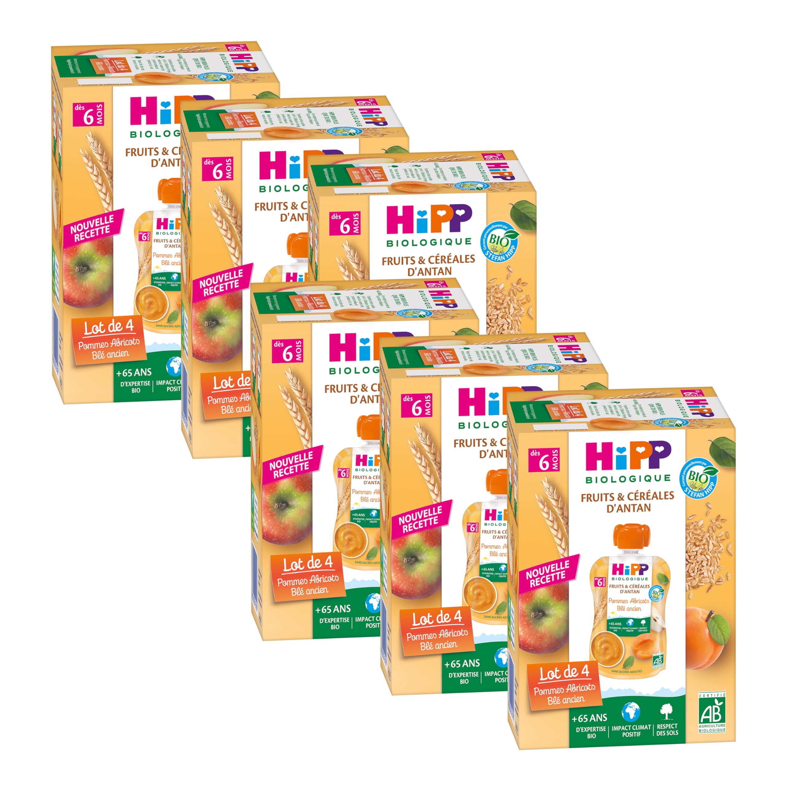 hipp-biologique-pommes-abricots-bl-ancien-gourdes-d-s-6-mois-lot-de-24-gourdes-4 image 1