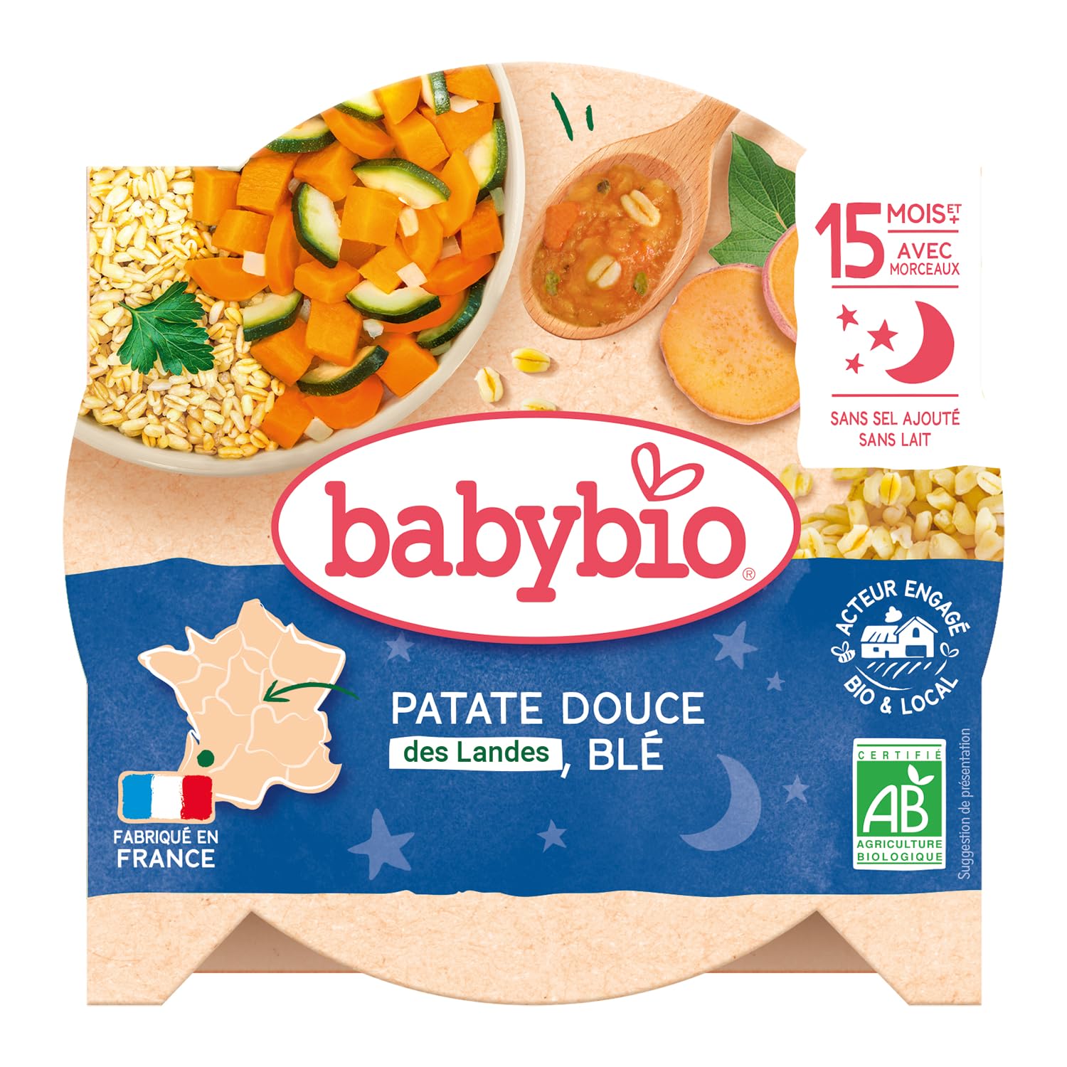 babybio-bonne-nuit-assiette-marmitte-du-potager-patate-douce-bl-15-mois-260-g image 1
